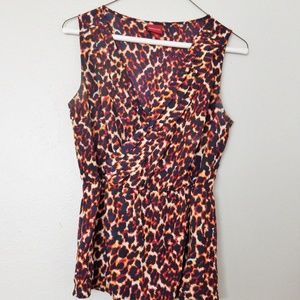 Leopard Print V Neck Tank XS